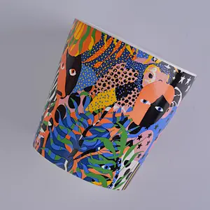 luxury candle jars ceramic candle vessel with unique printing
