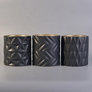 Geo cut cylinder plating ceramic votive candle container customized candle vessel wedding centerpieces supplier