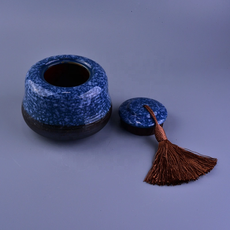 Manufacturer blue luxury ceramic candle tin containers with lid