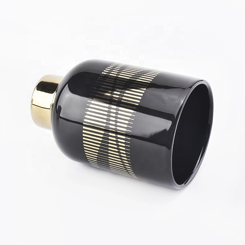 Luxury ceramic candle jars with gold printing