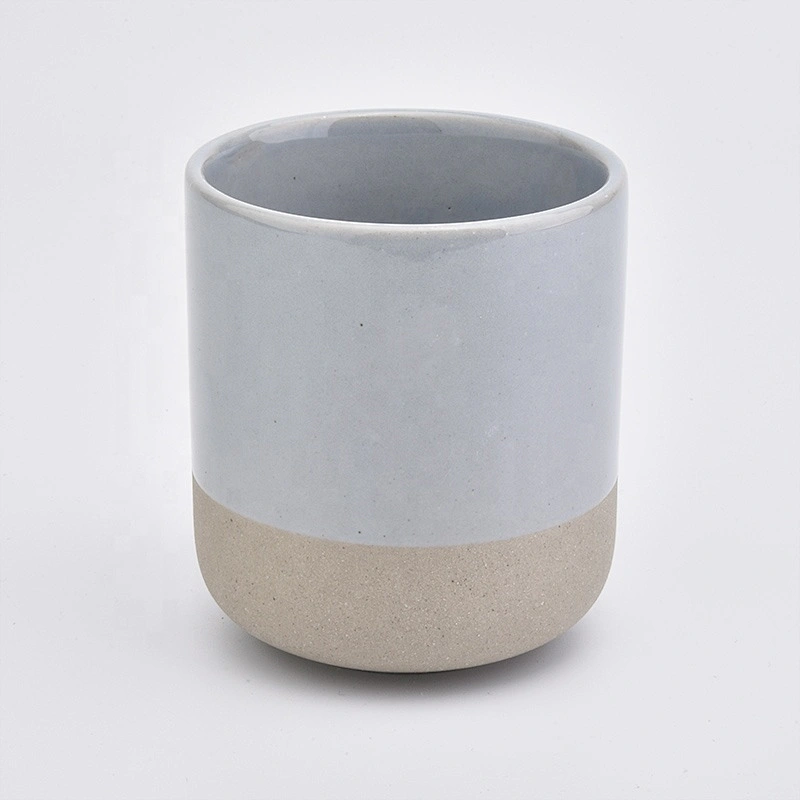 Frosted grey ceramic candle vessel modern votive scented candle holders home decorative use