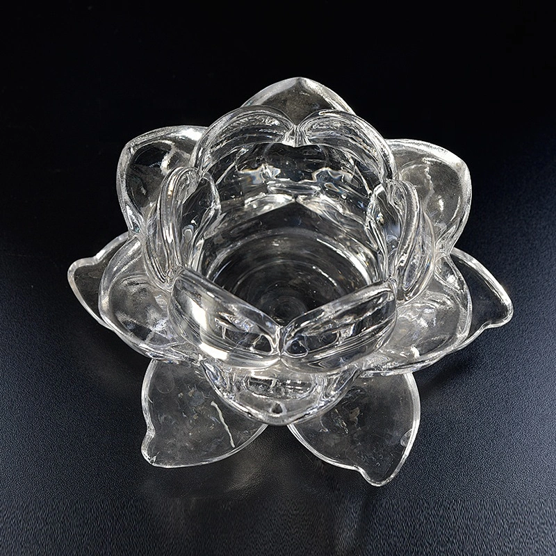 Crystal flower-shaped scented jars for candle embossed glass candle vessel home decoration