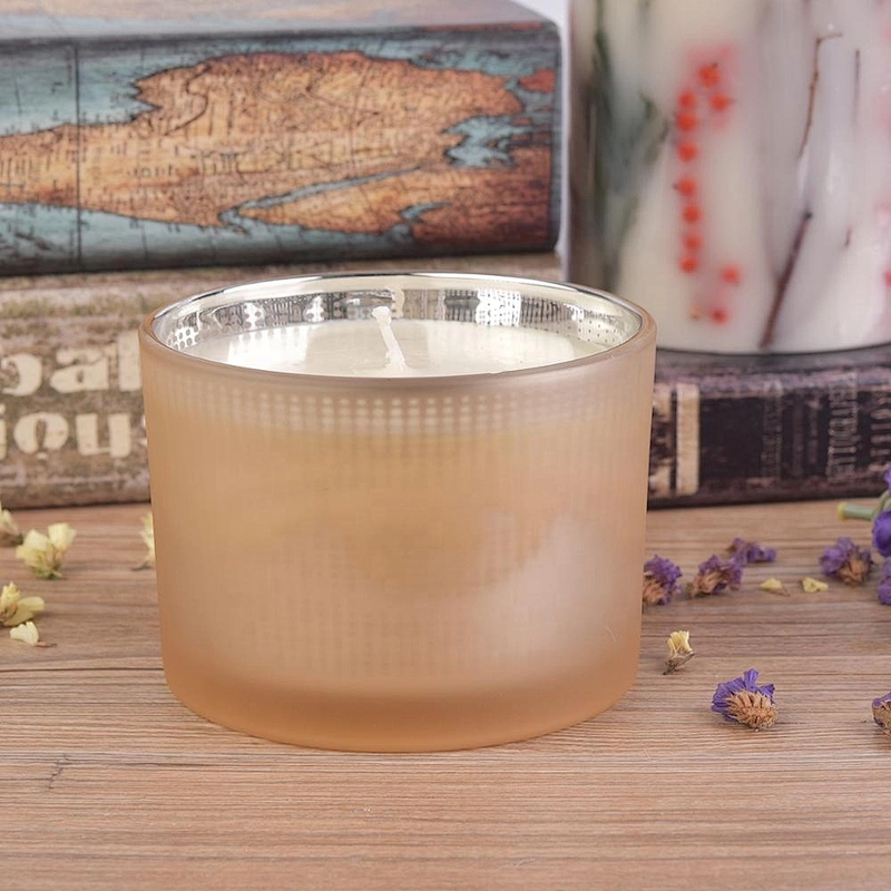 Sunny glassware luxury empty matte color Glass candle holder with wood lid