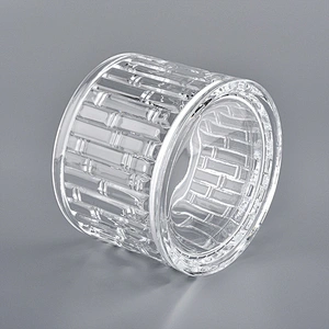 transparent glass candle container with pattern, luxury glass candle holder