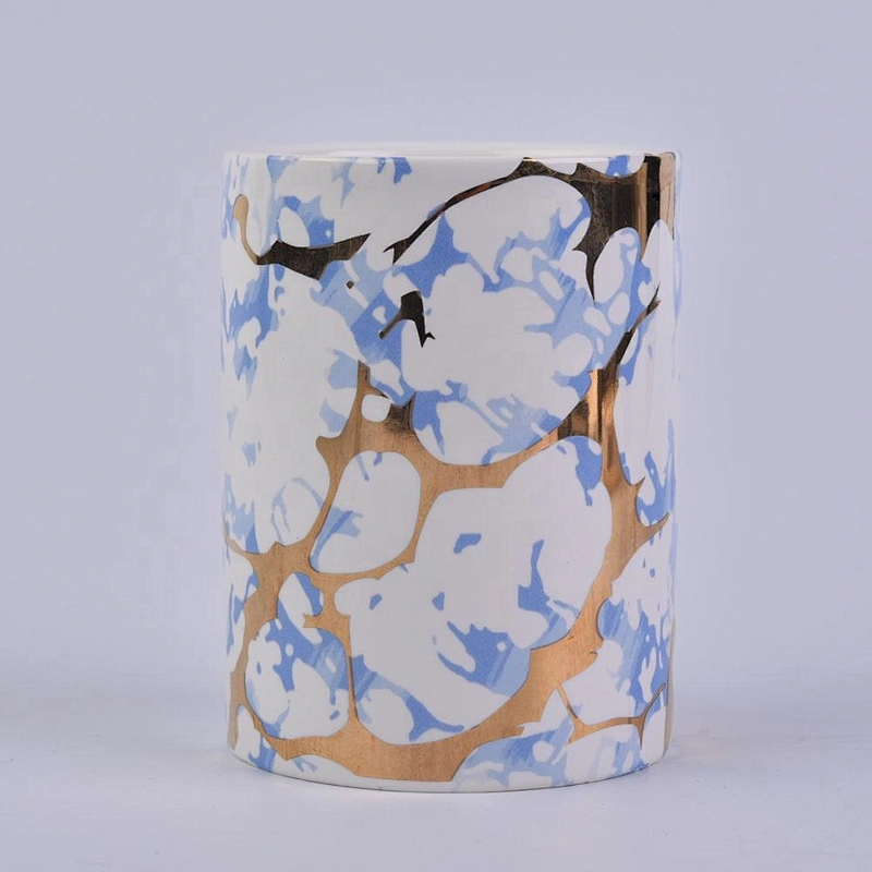 6oz 8oz 10oz Custom blue christmas ceramic jar for candle