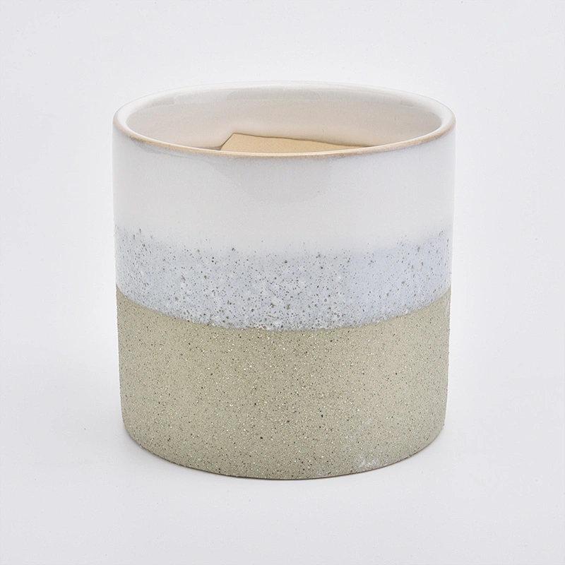 three-color ceramic jar for candle making, cylinder ceramic candle container 620ml