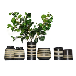 Black Lines Ceramic Vases and Pots for Flower Home Decoration Wholesales