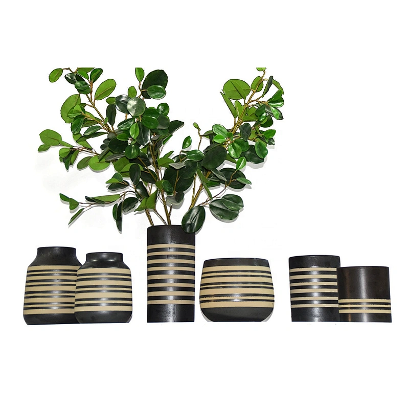 Black Lines Ceramic Vases and Pots for Flower Home Decoration Wholesales