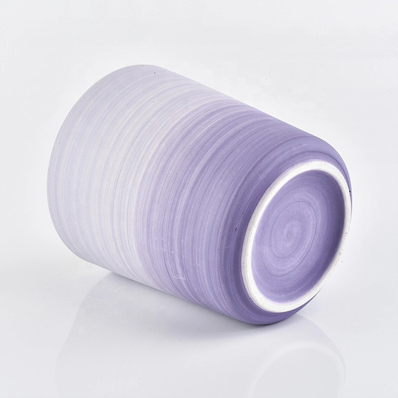 Luxury Gradient Purple matte Ceramic Candle Holder for Home Decor