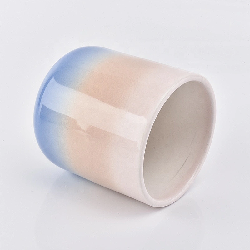 Cylinder Gradient Votive Candle Vessel Ceramic Candle Holder for Home Decor Wholesale