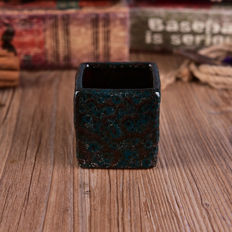 Square table ceramic candle vessel custom wholesales