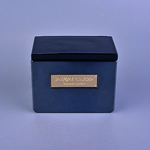 Sunny luxury square scented glass candle jar with lid home decoration