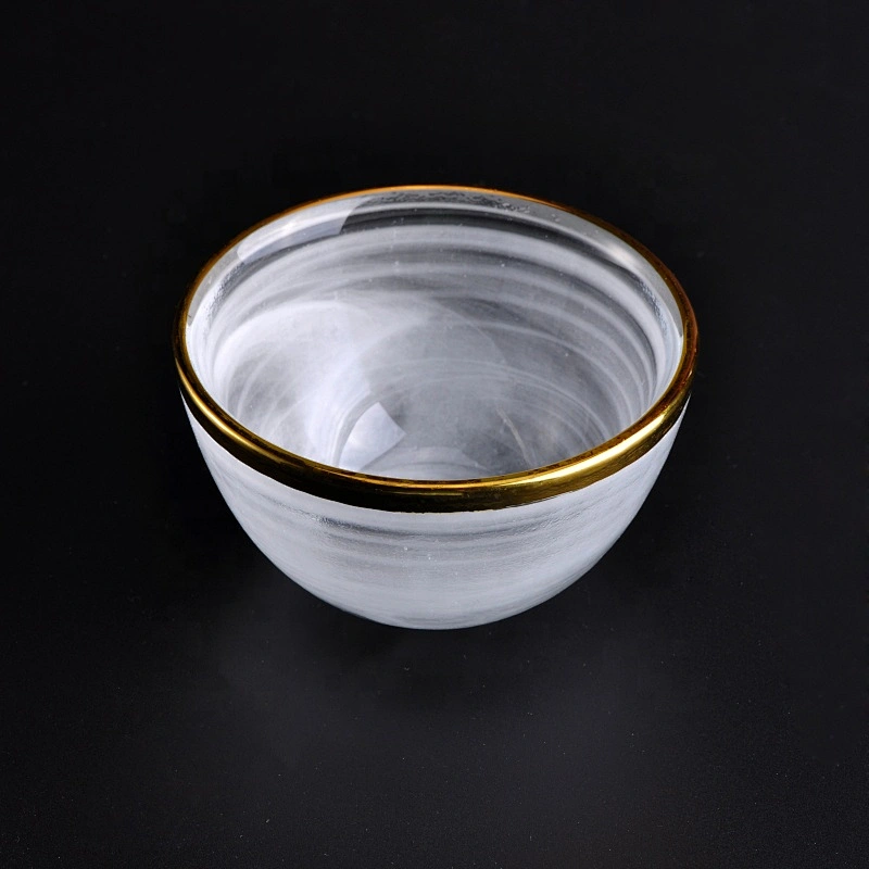 Thin white smoke glass candle holders with gold rim home decoration wholesale