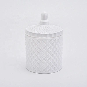 10oz Solid White Glass Candle Jars with Lids Home Decor Wholesales