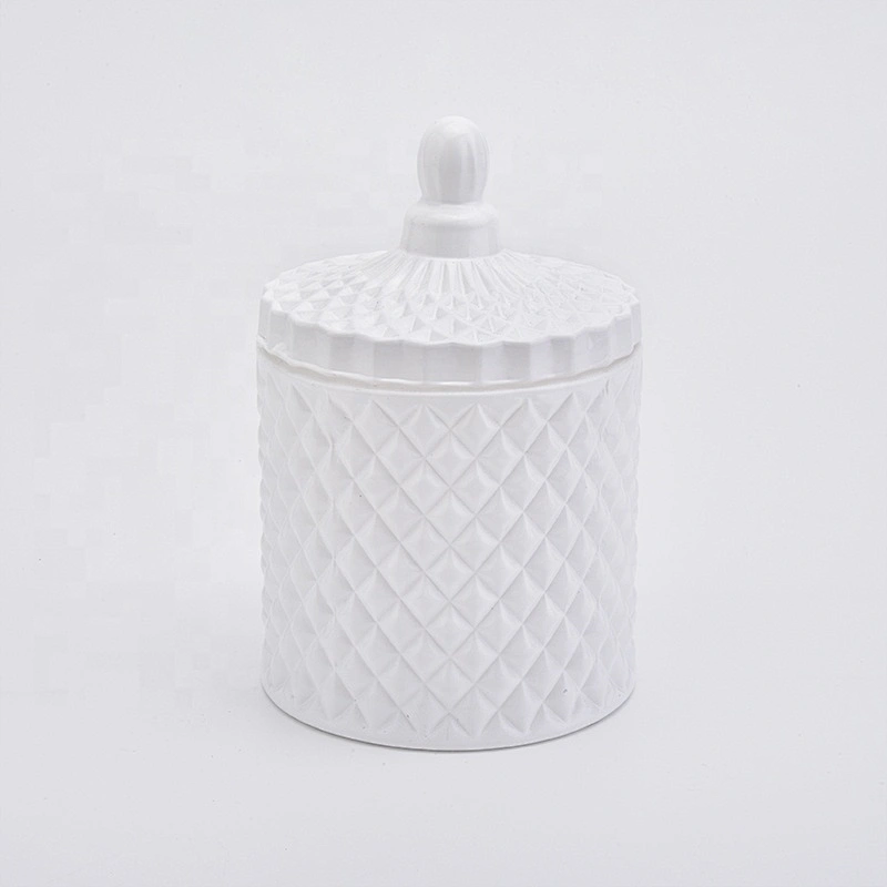 10oz Solid White Glass Candle Jars with Lids Home Decor Wholesales