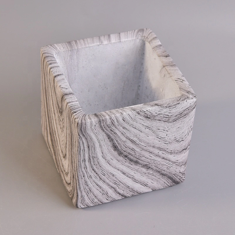 Square cement candle vessel vintage home decor