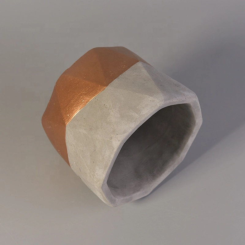 Wholesale grey geo concrete candle jar 10oz 20oz