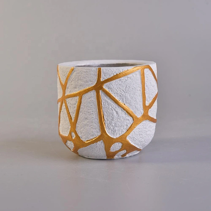 500ml Golden Lines Concrete Candle Holder Home Decoration
