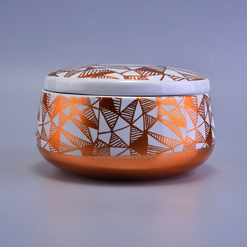 Wholesales Sunny design silver gold scented ceramic candle holder with lid