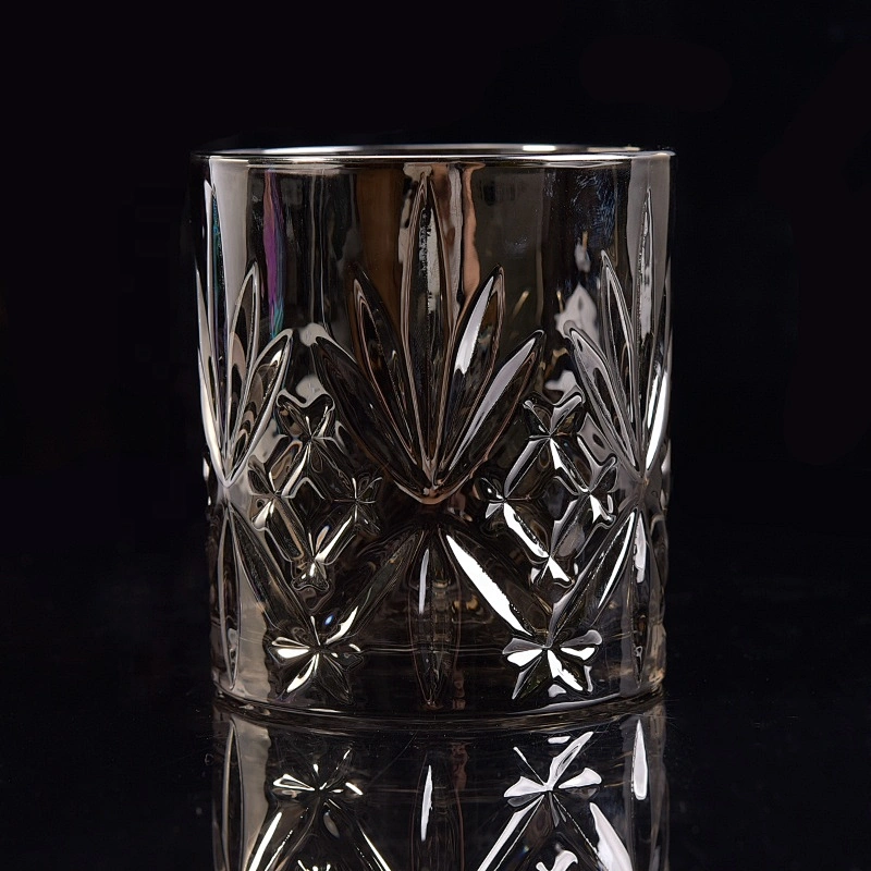 Luxury embossed candle jar glass tealight candle holder wholesales