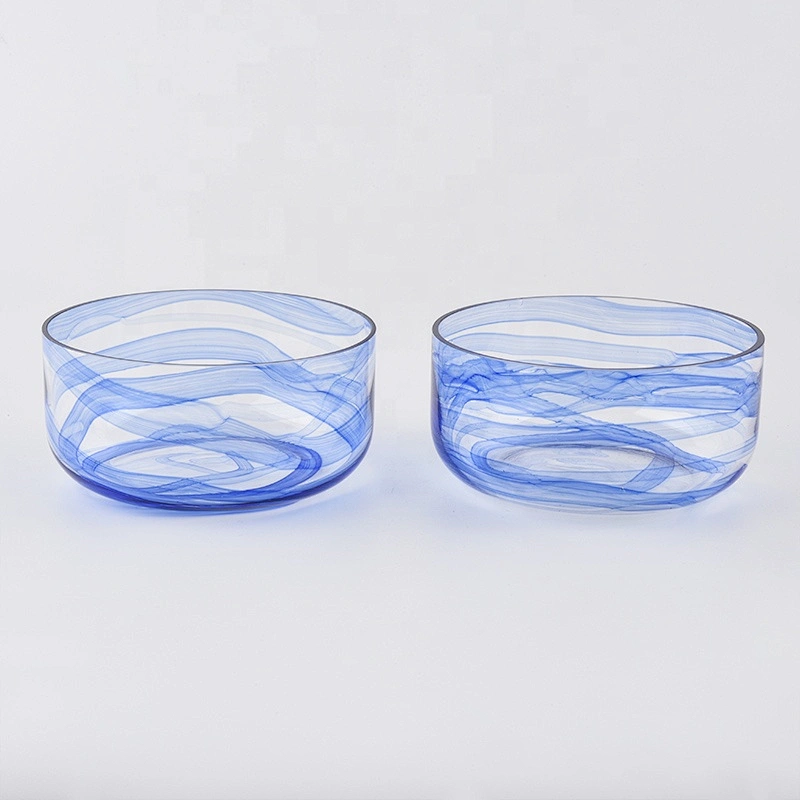 wide glass jars with marble decoration