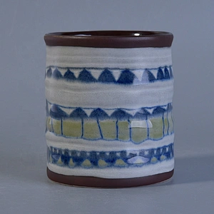 Vintage glaze painted ceramic candle jar cylinder home decoration