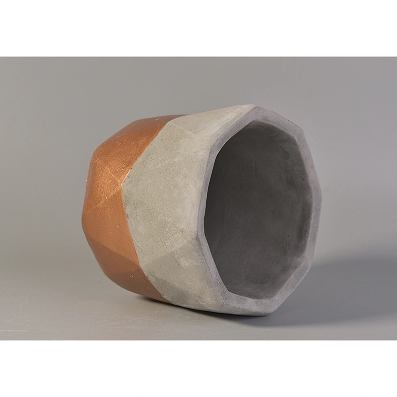 Wholesale grey geo concrete candle jar 10oz 20oz