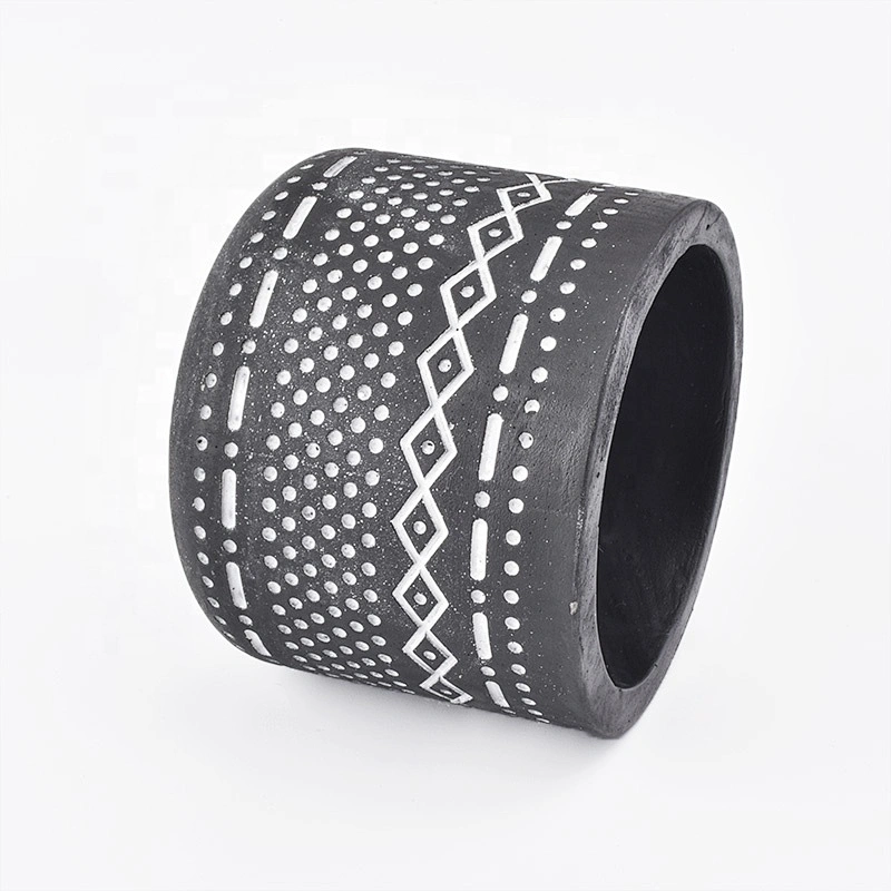 Customized black cement candle jar votives candle holder home decoration