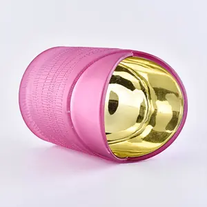 pink luxury glass candle holder electroplated candle jar in heart shape