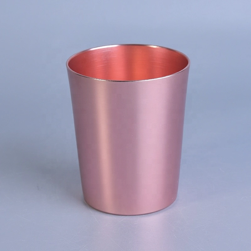 Aluminum Cylinder Pink Metal Candle Jars Metal Container for Wedding Decor in bulk