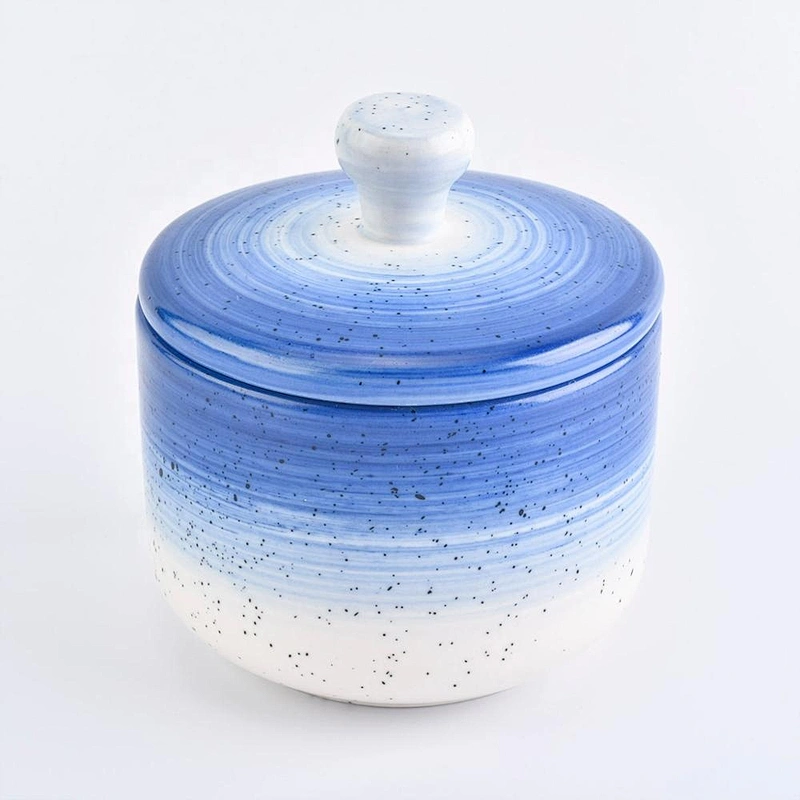 Sunny new design Luxury blue empty ceramic candle holder with lids