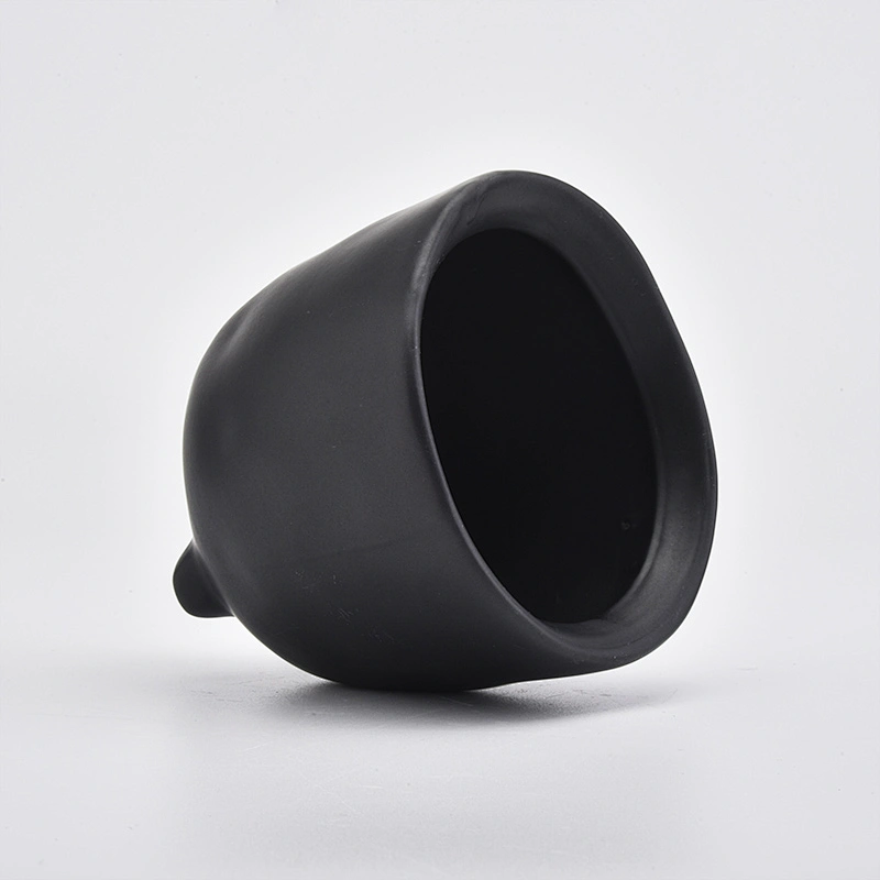 Matte black ceramic jar candle vessels 8 oz