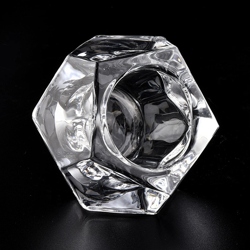 Wholesales tealight geometric crystal glass candle jars