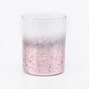 Sunny pink iridescent glass candle holders for home wedding decoration