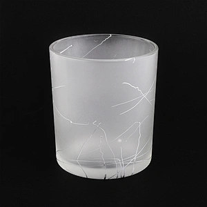 frosted cylinder glass vessel 12 oz glass candle jar wire drawing finish