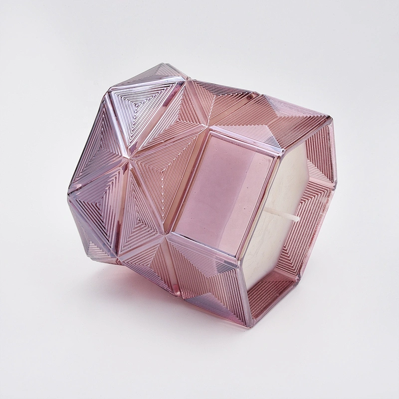 Wholesales Hexagon amber luxury Glass candle vessel
