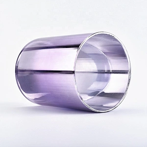 purple cylinder glass candle container,  electroplating glass votive candle holder in bulk