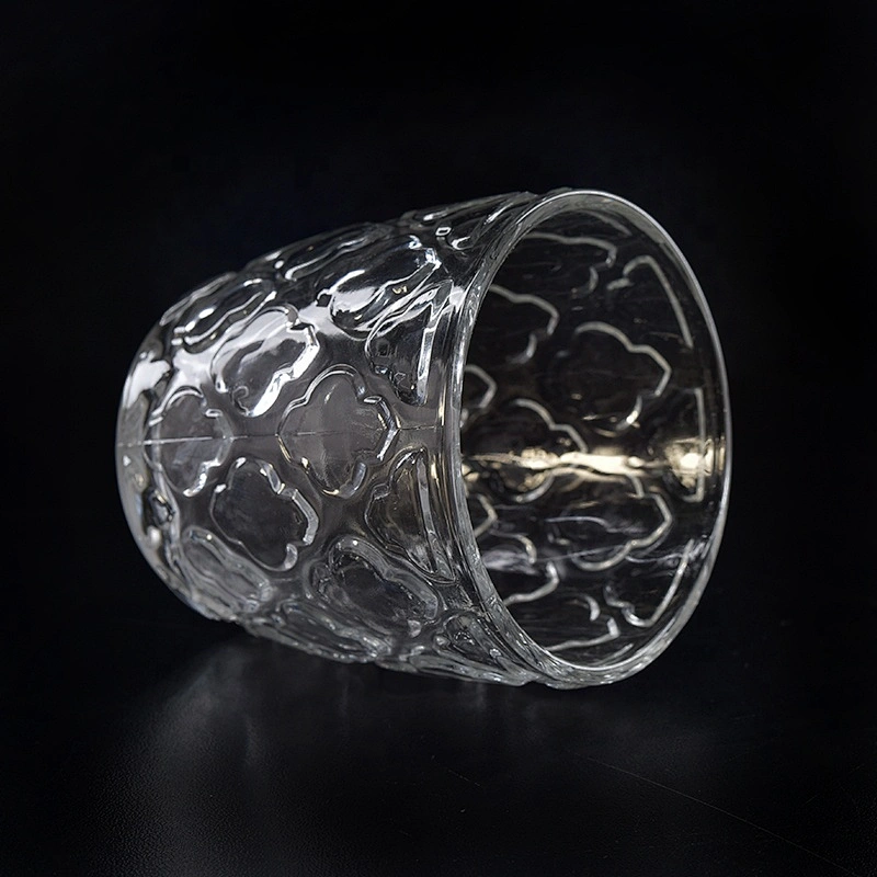 Transparent embossed Glass Candle tumblers