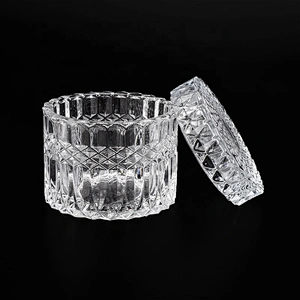 glass candle jar with lid for home decor, empty glass container