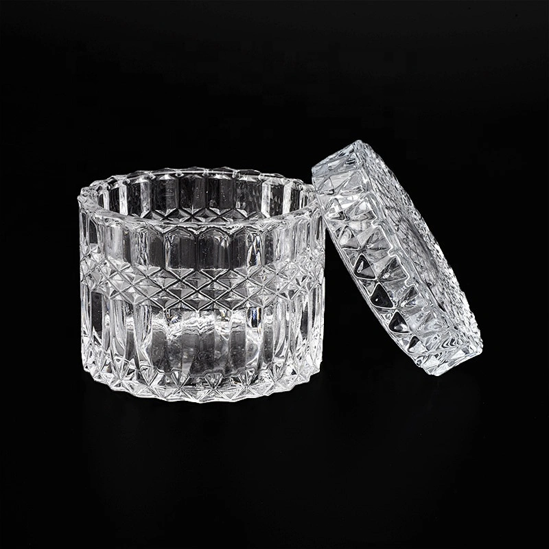 glass candle jar with lid for home decor, empty glass container