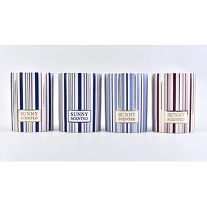 cylinder ceramic candle jar with stripes, decorative ceramic candle holder