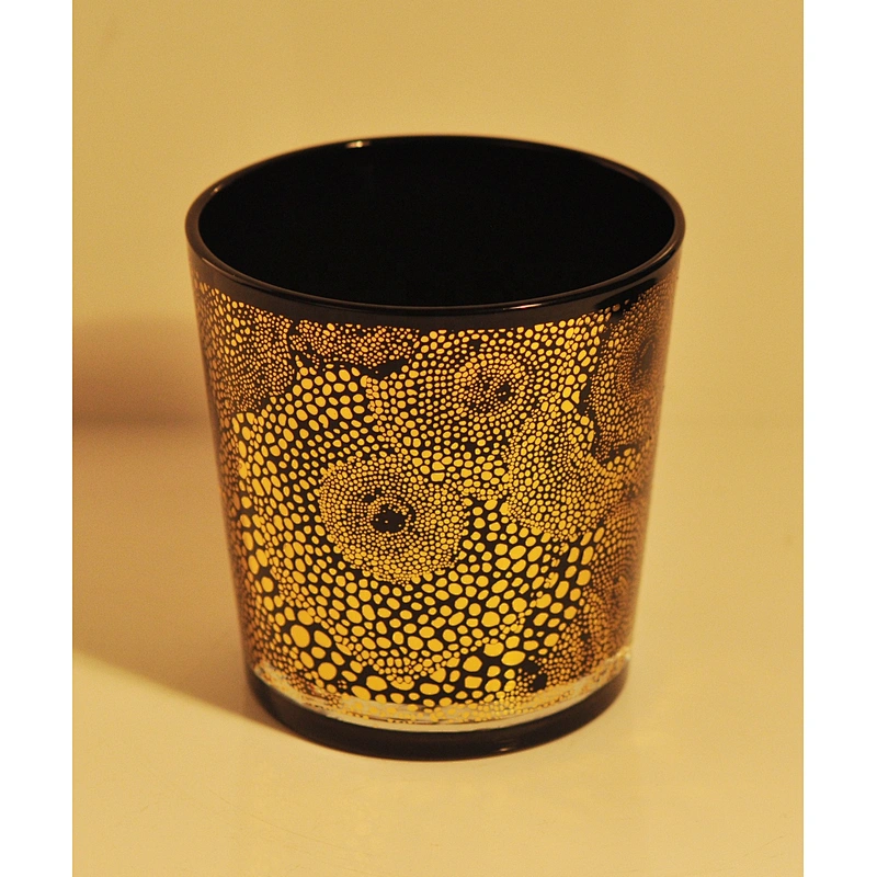 Manufacturer luxury custom logo black Glass candle container 10oz
