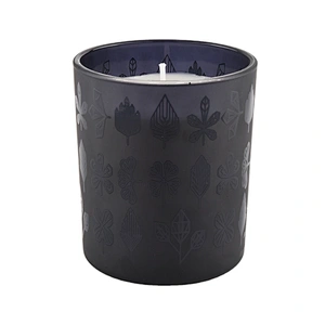 Sunny black frost glass candle holders for candle making 10oz 20oz