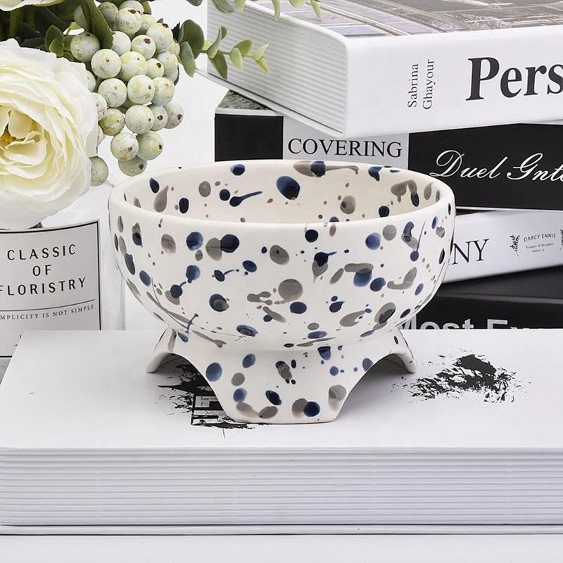 Circle handmade ceramic candle vessel tea light candle tin home decor