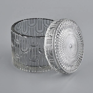 empty luxury glass candle vessels with lid