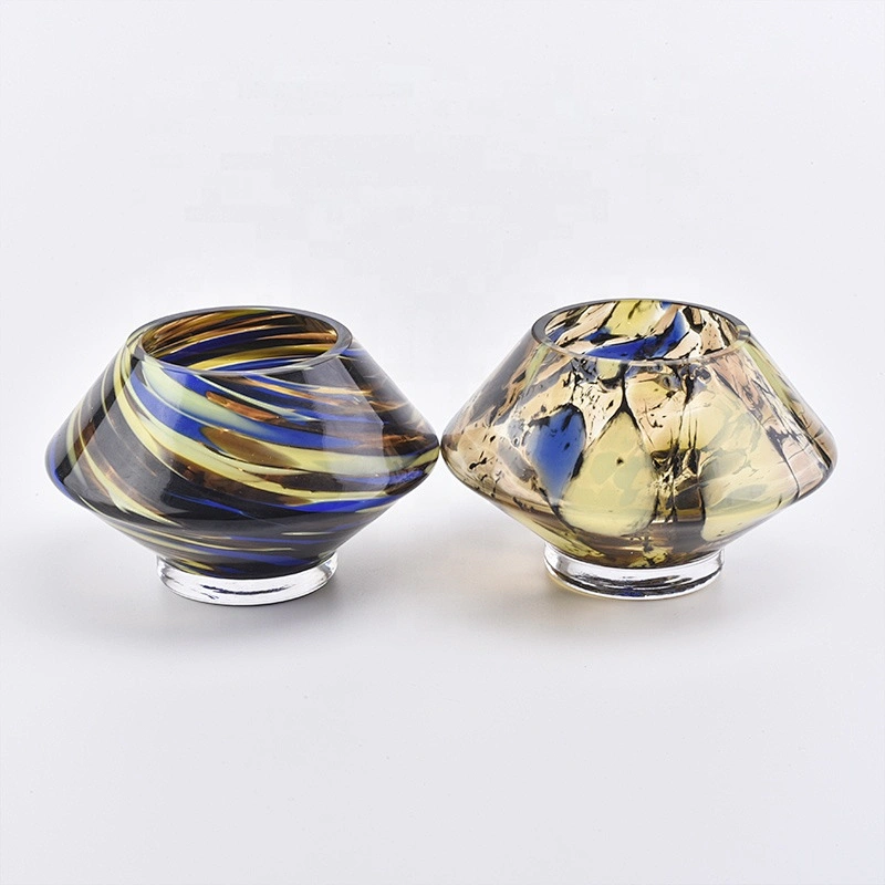 Butterfly pattern hand painted Glass scented tealight candle Holder party Decor in bulk