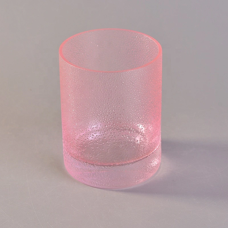 Wholesales Pink Rain Drop Glass Candle Jars Thick Footed Home Decoration
