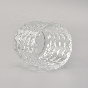 Clear diamond glass candle jars wholesale for home decoration
