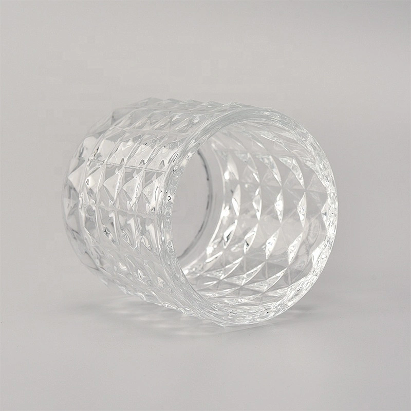 Clear diamond glass candle jars wholesale for home decoration