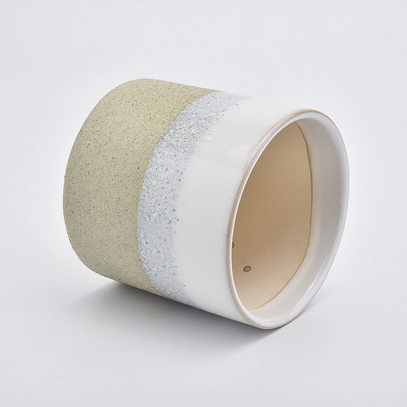 three-color ceramic jar for candle making, cylinder ceramic candle container 620ml